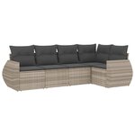 vidaXL Salon de jardin 5 Pièces avec coussins gris clair résine tressée