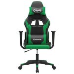 vidaXL Chaise de jeu de massage Noir et vert Similicuir