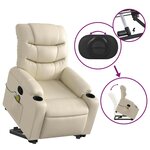 vidaXL Fauteuil inclinable de massage Crème Similicuir