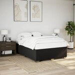 vidaXL Sommier à lattes de lit avec matelas Noir 140x190 cm Tissu