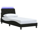vidaXL Cadre de lit avec LED sans matelas noir 80x200 cm tissu