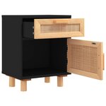 vidaXL Tables de chevet 2 Pièces Noir Bois de pin massif et rotin naturel