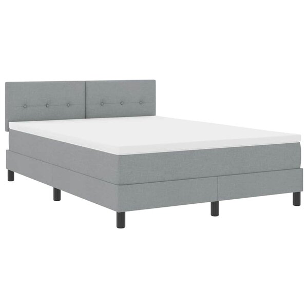 vidaXL Lit boxspring avec matelas Gris clair 140 x 200 cm tissu