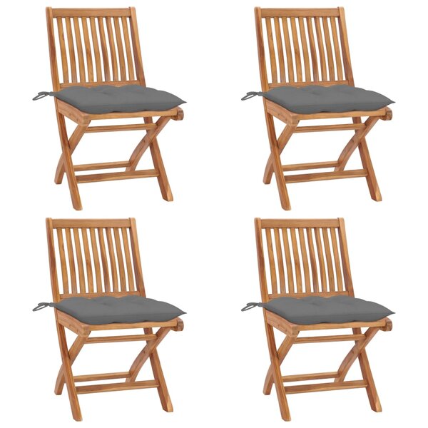 vidaXL Chaises pliables de jardin avec coussins lot de 4 Teck solide