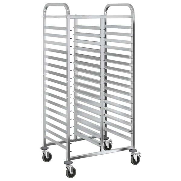 vidaXL Chariot à plateaux 32 bacs GN 75x55x162 5 cm acier inoxydable