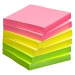 Notes repositionnables néon 75 x 75 mm - maxiburo - lot de 12