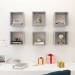 vidaXL Étagères cube murales 6 Pièces Gris béton 26x15x26 cm