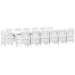 Ensemble de Salle à Manger de Jardin 15 Pièces avec Coussins Blanc Poly Rattan