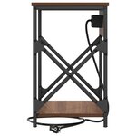 vidaXL Table de nuit avec station de chargement Chêne marron