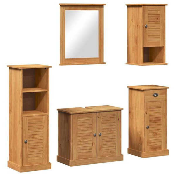 vidaXL Ensemble de mobilier de salle de bain 5 Pièces marron miel