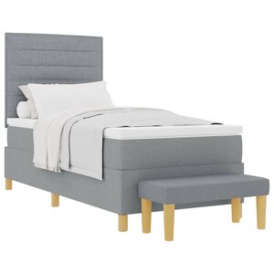 vidaXL Lit à ressorts avec tête de lit Gris clair 190 x 90 cm tissu