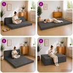vidaXL Canapé-lit pliable 140 x 67 x 45 cm Gris foncé