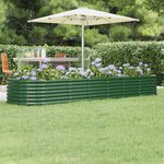 vidaXL Lit surélevé de jardin Acier enduit de poudre 296x80x36 cm Vert