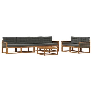 vidaXL Ensemble de canapés d'extérieur 7 Pièces Naturel et Anthracite