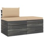 vidaXL Salon palette de jardin 2 Pièces avec coussins Bois de pin massif