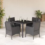 vidaXL Ensemble à manger de jardin coussins 5Pièces Noir Résine tressée