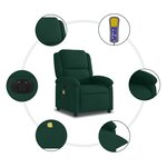 vidaXL Fauteuil inclinable de massage électrique vert foncé velours