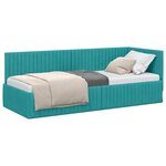 vidaXL Cadre de lit d'angle Turquoise 80 cm x 200 cm tissu