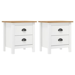 vidaXL Tables de chevet Hill 2 Pièces Blanc 46x35x49 5 cm Bois pin solide
