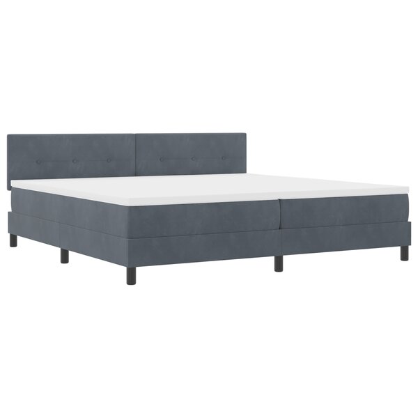 Lit Box Spring vidaXL avec Matelas & LED Gris Foncé 200x200 cm Velours