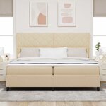 vidaXL Lit à ressorts avec matelas Crème 200 x 200 cm tissu