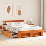 vidaXL Cadre de lit Marron cire 140 x 200 cm Bois massif en pin