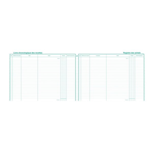 Piqûre 24x32cm Livre Chronologique Des Recettes - Reg. Des Achats - Spécial Micro-entrepreneurs - Couleurs Assorties - Exacompta