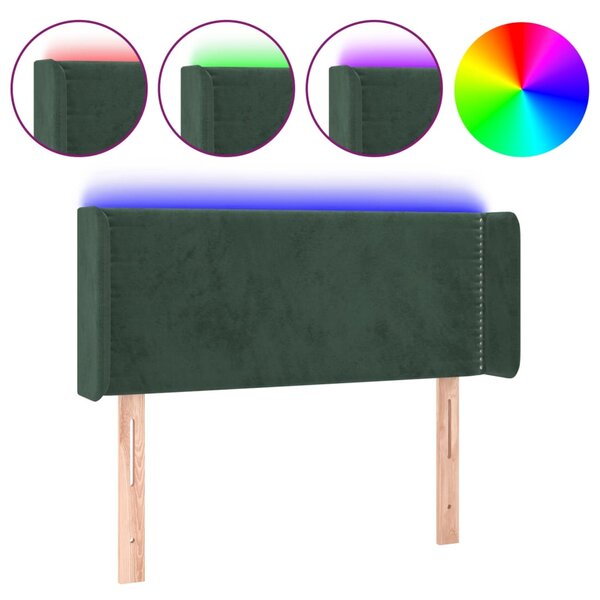 vidaXL Tête de lit à LED Vert foncé 83x16x78/88 cm Velours