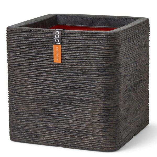 Capi Jardinière Nature Rib carrée 40x40x40 cm Marron foncé