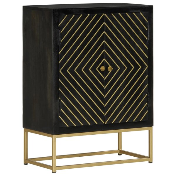 vidaXL Buffet avec 2 portes noir et doré 55x30x75 cm manguier