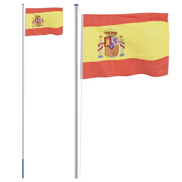 vidaXL Drapeau de l'Espagne et mât 6 23 m Aluminium