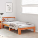 vidaXL Cadre de lit avec tête de lit Brun cire 90 x 200 cm Pin massif