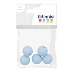 5 perles silicone rondes - 10 mm - bleu pastel