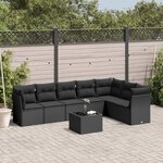 vidaXL Salon de jardin 8 Pièces avec coussins noir résine tressée