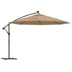 vidaXL Parasol en porte-à-feux et poteau métallique 350 cm Taupe