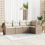 vidaXL Ensemble de canapé de jardin 5 Pièces Beige Poly rotin