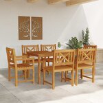 vidaXL Ensemble de salle à manger pour jardin 7 Pièces Marron