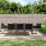 vidaXL Ensemble à manger de jardin 9 Pièces coussins résine tressée acier