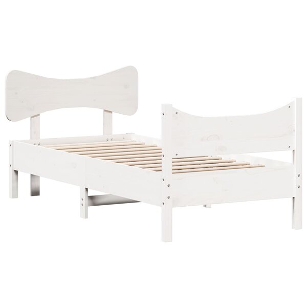 vidaXL Cadre de lit sans matelas blanc 90x190 cm bois de pin massif