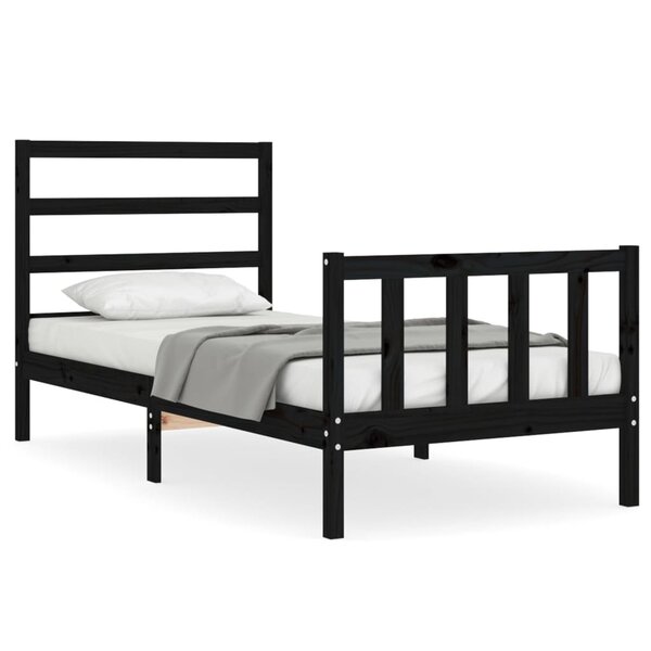 vidaXL Cadre de lit sans matelas noir bois de pin massif