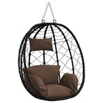 vidaXL Chaise œuf suspendue couleur café en rotin poly sans support
