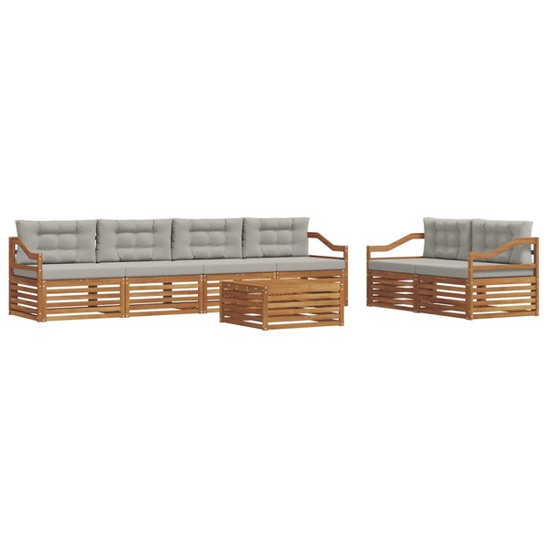 vidaXL Ensemble de canapés d'extérieur 7 Pièces Gris Naturel et Clair