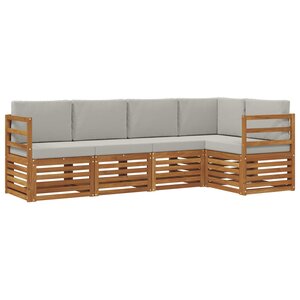 vidaXL Ensemble de canapé d'angle 5 Pièces Gris Naturel et Clair