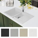 vidaXL Évier de cuisine Granit Double lavabo Blanc