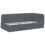 vidaXL Cadre de lit d'angle Gris foncé 90 x 190 cm Velours