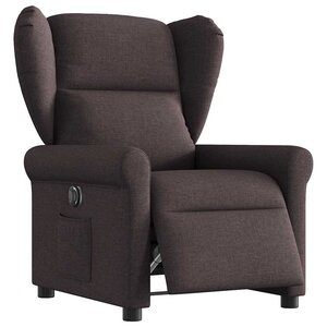 vidaXL Fauteuil inclinable électrique Marron foncé Tissu