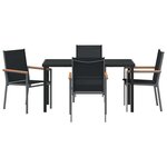 vidaXL Ensemble de salle à manger pour jardin 5 Pièces Noir