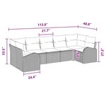 vidaXL Ensemble de canapé de jardin 7 Pièces Marron et rouge Poly rotin