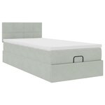 vidaXL Cadre de lit ottoman et matelas gris clair 100x200 cm velours