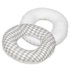 Coussin rond post natal Losanges gris et blancs blanc